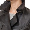 Sovereign Obsidian Black Leather Trench Long Coat - Women's Classic Double Breasted Buckled Belted Fitted Mid Length Premium Winter Overcoat