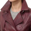 Opulent Burgundy Leather Trench Long Coat - Women's Classic Double Breasted Buckled Belted Fitted Mid Length Premium Winter Overcoat