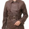Majestic Chestnut Brown Leather Trench Long Coat - Women's Classic Double Breasted Buckled Belted Fitted Mid Length Premium Overcoat