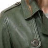 Deluxe Masterpiece Forest Green Leather Trench Long Coat - Women's Classic Double Breasted Buckled Belted Fitted Mid Length Winter Overcoats