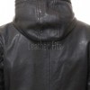 Pristine Obsidian Black Leather Hooded Long Coat - Women's Classic Zip Up Drawstring Waist Slim Fit Mid Length Premium Winter Overcoat