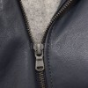 Navy Blue Leather Hooded Long Coat - Women's Classic Zip Up Drawstring Waist Slim Fit Mid Length Premium Winter Overcoat