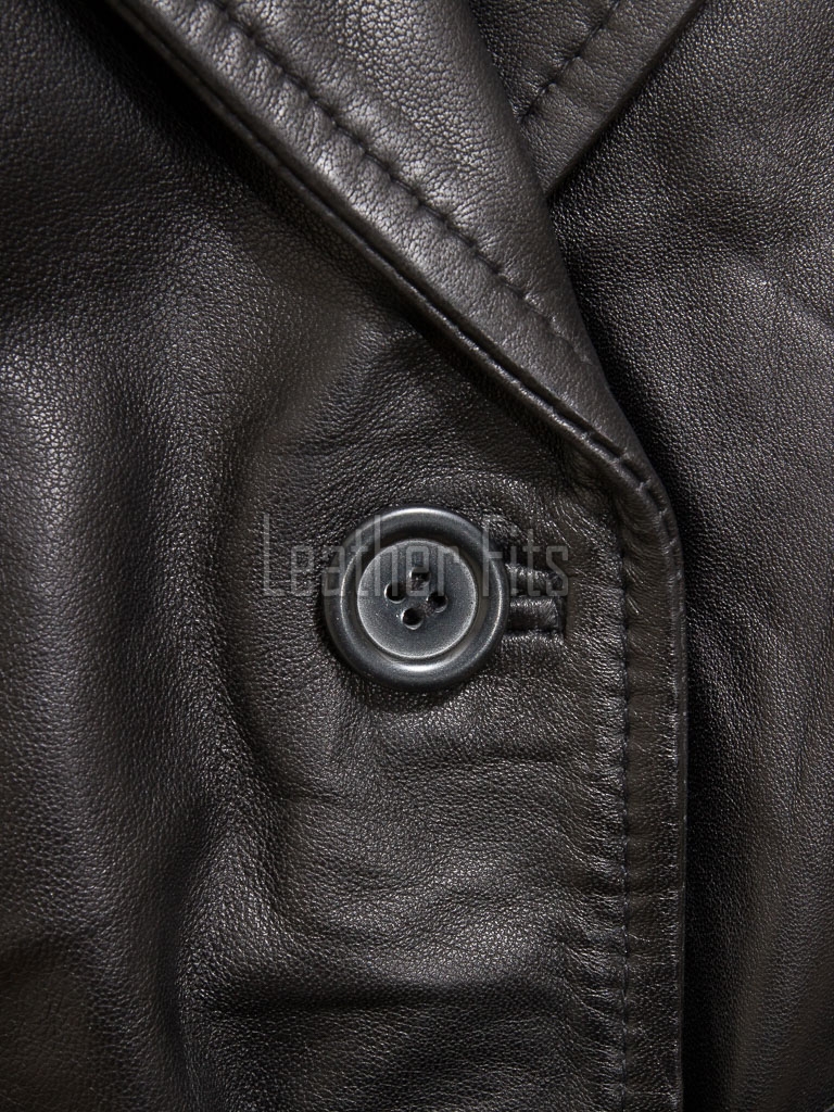 Charcoal Black Leather Trench Long Coat - Women's Classic Single Breasted Belted Silhouette Mid Length Premium Warm Winter Overcoats!