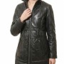 Aura Luxury Women Genuine Dark Brown Leather Trench Long Coat with Matching Waist Sash Belt, Classic Notched Lapels, Superb Sleek Fit Overcoat