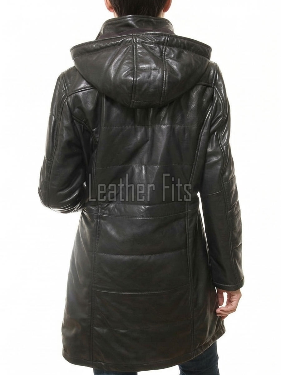Aura Luxury Women Genuine Dark Brown Leather Trench Long Coat with Matching Waist Sash Belt, Classic Notched Lapels, Superb Sleek Fit Overcoat