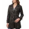Jet Black Leather Hooded Long Coat - Women's Classic Zip Up Quilted Panel Slim Fit Mid Length Premium Warm Winter Overcoat