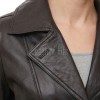 Jet Black Leather Hooded Long Coat - Women's Classic Zip Up Quilted Panel Slim Fit Mid Length Premium Warm Winter Overcoat