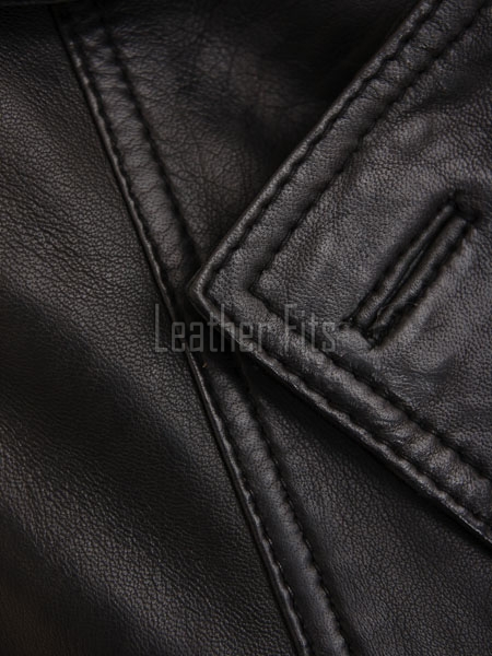 Jet Black Leather Hooded Long Coat - Women's Classic Zip Up Quilted Panel Slim Fit Mid Length Premium Warm Winter Overcoat