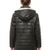 Luxe Winter Women's Genuine Lambskin Leather Longline Coat with Quilted Finish, Removable Hood, Stand Collar, Zip Front Outerwear