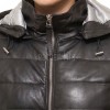 Luxe Winter Women's Genuine Lambskin Leather Longline Coat with Quilted Finish, Removable Hood, Stand Collar, Zip Front Outerwear