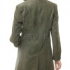 Sophisticated Heritage Women's Genuine Olive Suede Leather Long Coat with Button Front, Tailored Fit, Classic Collar Outerwear