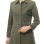 Sophisticated Heritage Women's Genuine Olive Suede Leather Long Coat with Button Front, Tailored Fit, Classic Collar Outerwear