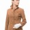 Elegant Signature Women's Genuine Tan Suede Leather Long Coat with Button Front, Stand Collar, Tailored Longline Outerwear Style