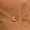 Elegant Signature Women's Genuine Tan Suede Leather Long Coat with Button Front, Stand Collar, Tailored Longline Outerwear Style