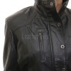 Modern Utility Women's Genuine Black Lambskin Leather Long Coat with Belted Waist, Stand Collar, Multi-Pocket Longline Outerwear