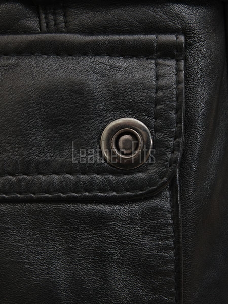 Modern Utility Women's Genuine Black Lambskin Leather Long Coat with Belted Waist, Stand Collar, Multi-Pocket Longline Outerwear