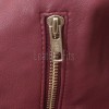 Regal Burgundy Cropped Moto Jacket - Women's Genuine Lambskin Asymmetric Zip Outerwear Ribbed Shoulder Panel Double Buckle Short Garment