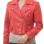 Crimson Scarlet Cropped Moto Jacket - Women's Genuine Lambskin Asymmetric Zip Outerwear Ribbed Shoulder Detail Dual Side Buckle Short Garment
