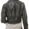 Vintage Distressed Cropped Moto Jacket - Women's Genuine Cowhide Asymmetric Zip Outerwear Ribbed Shoulder Panel Antique Finish Short Garment