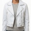 Vintage Distressed Cropped Moto Jacket - Women's Genuine Cowhide Asymmetric Zip Outerwear Ribbed Shoulder Panel Antique Finish Short Garment