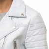 Vintage Distressed Cropped Moto Jacket - Women's Genuine Cowhide Asymmetric Zip Outerwear Ribbed Shoulder Panel Antique Finish Short Garment