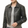 Refined Black Stand Collar Cropped Leather Jacket - Women's Genuine Cowhide Central Zip Outerwear Western Yoke Banded Hem Short Garment