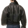 Bold Black Boxy Cropped Aviator Jacket - Women's Premium Lambskin Central Zip Outerwear Ribbed Elastic Hem Sleeve Utility Pocket Short Garment