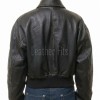 Vintage Distressed Black Cropped Bomber Jacket - Women's Premium Lambskin Central Metal Zip Outerwear Weathered Edge Ribbed Hem Short Garment