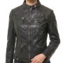 Edgy Onyx Black Hooded Leather Jacket - Women's Genuine Lambskin Central Zip Outerwear Quilted Shoulder Detail Snap Collar Slit Waist Garment