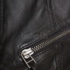 Edgy Onyx Black Hooded Leather Jacket - Women's Genuine Lambskin Central Zip Outerwear Quilted Shoulder Detail Snap Collar Slit Waist Garment